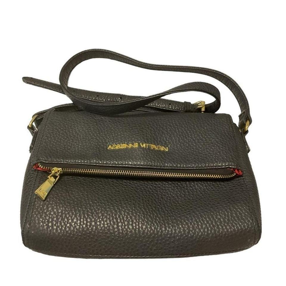 Adrienne Vittadini Black Pebble Leather Zippered Crossbody